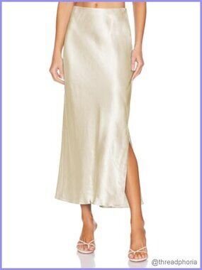 Womens Satin Maxi Slit Skirt Elastic Waistband Leopard Print